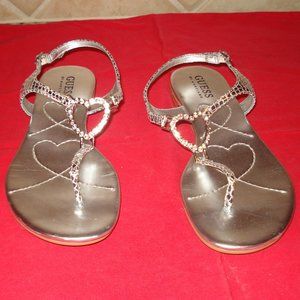 Used - Guess Marciano Silver Thong Sandal - Size 6